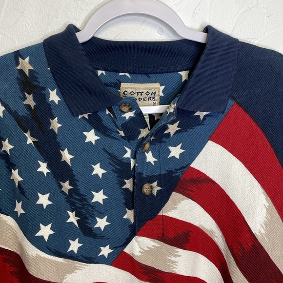 Cotton Traders Vintage American Flag Print Long Sleeve Shirt - Picture 3 of 5